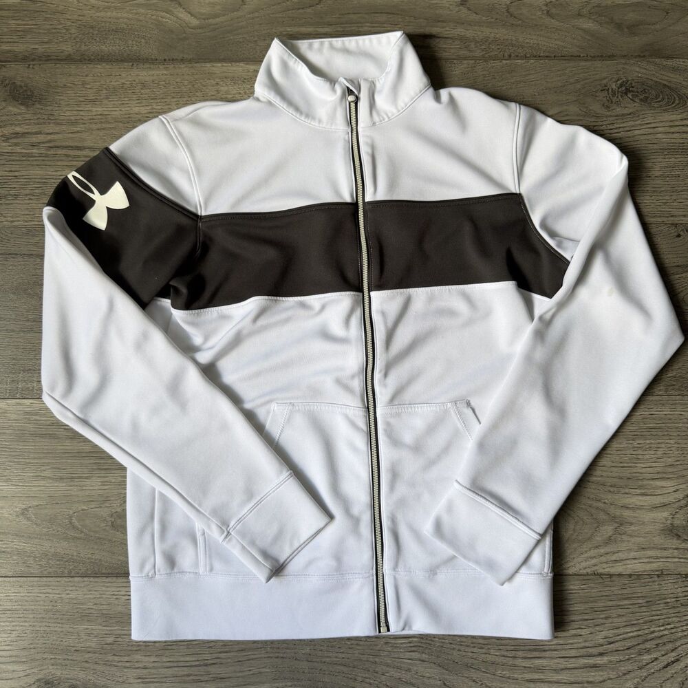 Under Armour All Season Gear Full-Zip White/Charcoal Gray Sweatshirt Size Small‎